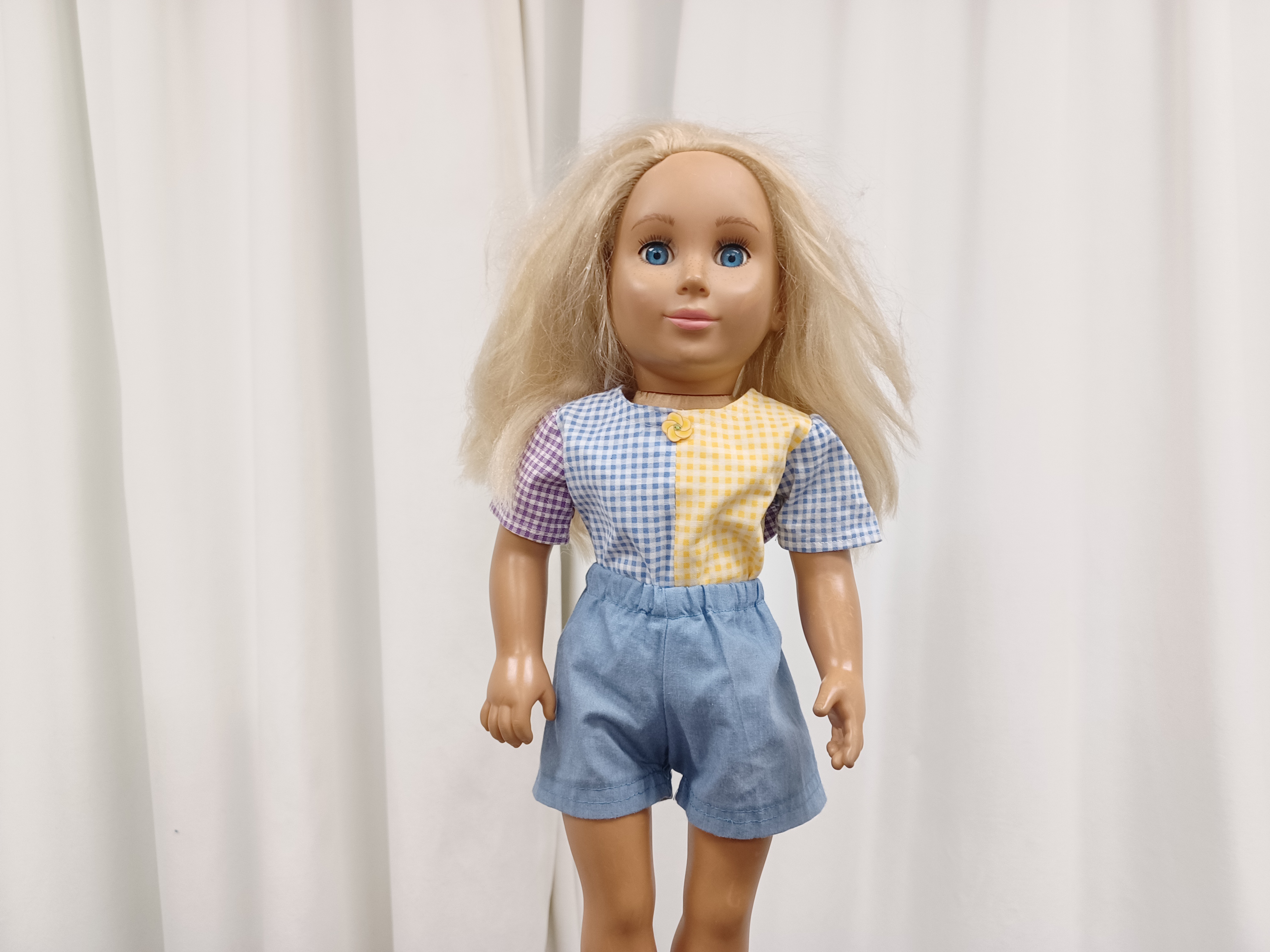 Gingham Colorblock Blouse - Doll