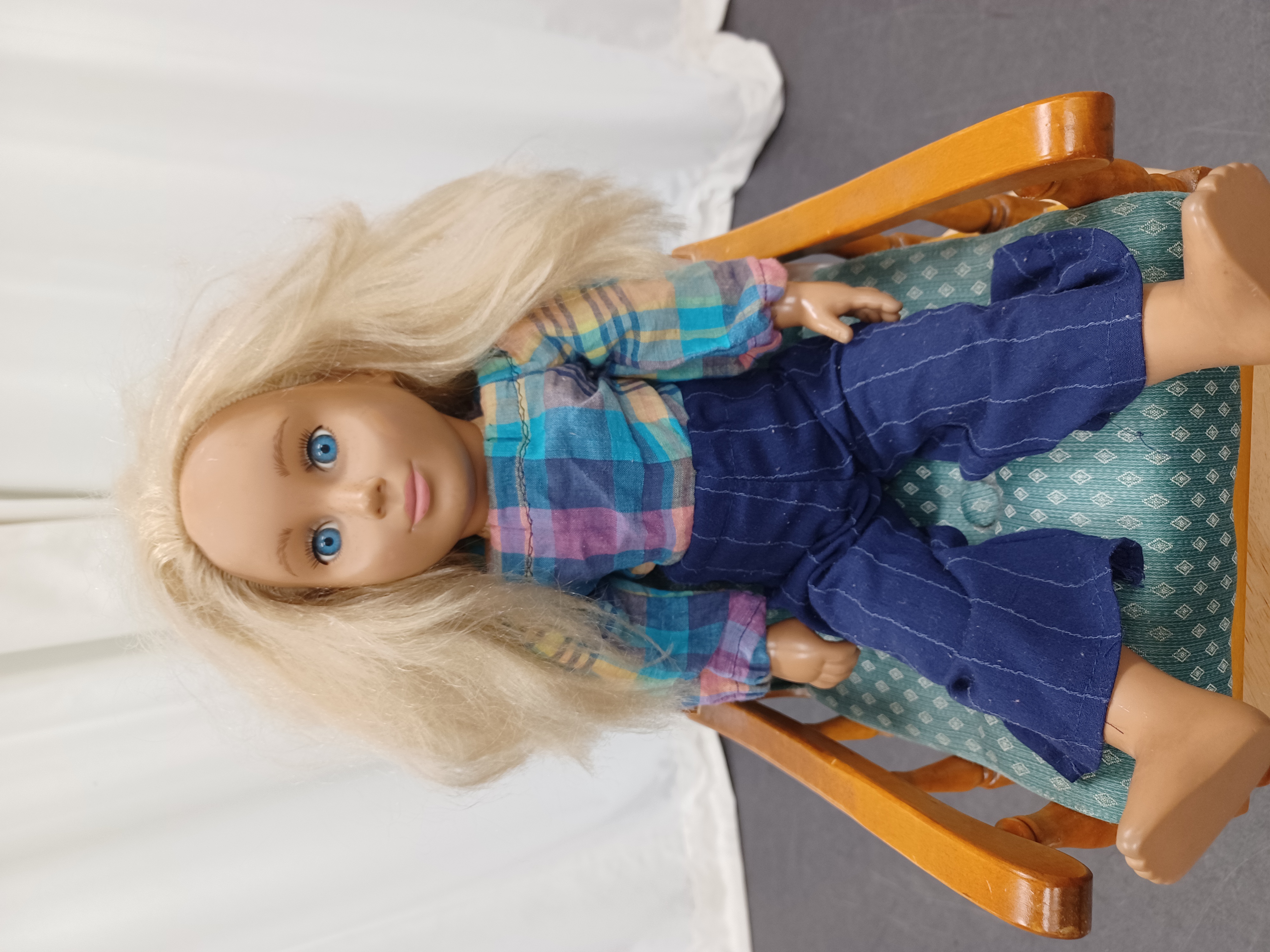 Plaid Blouse and Navy Pinstripe Pants - Doll